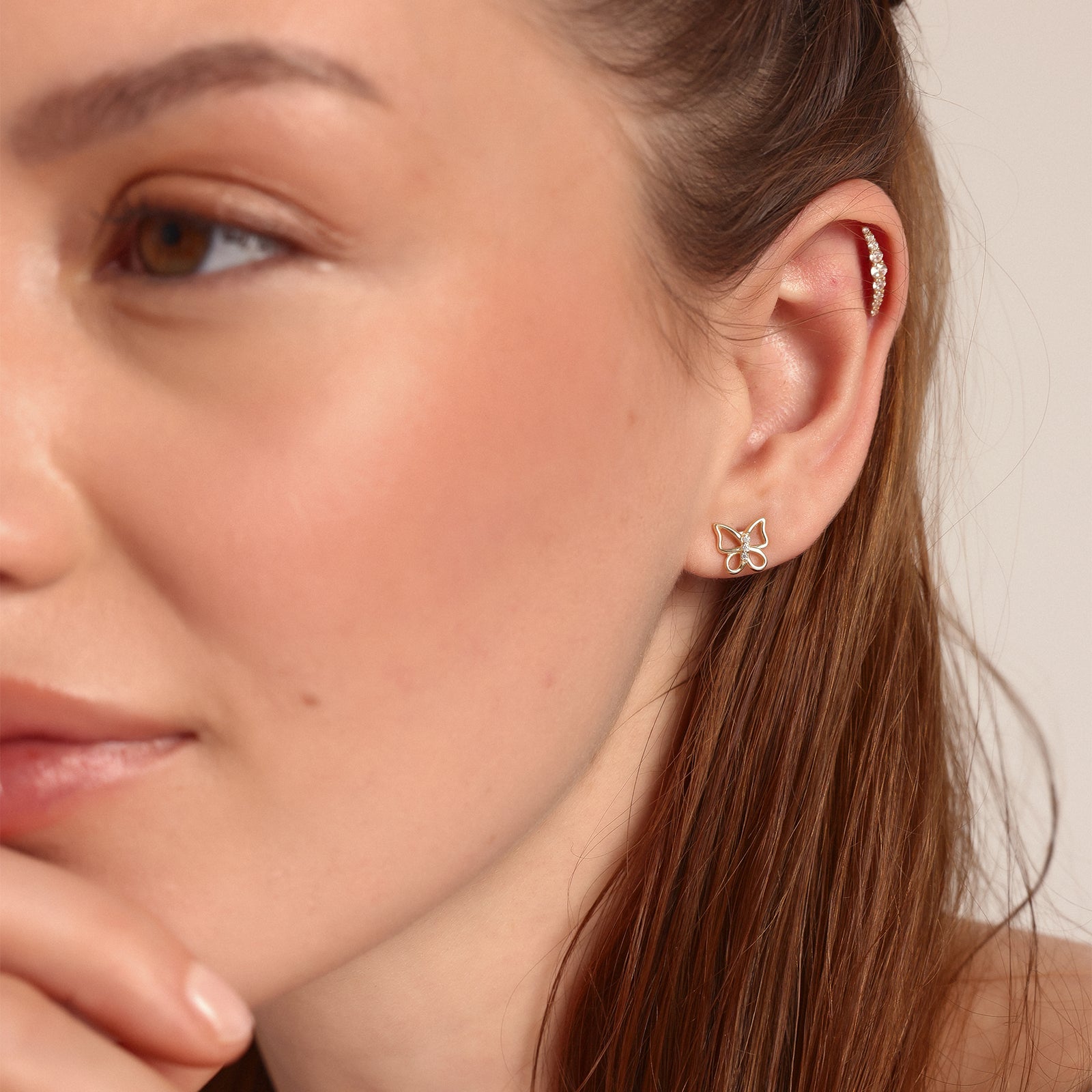 Taşlı Altın Tragus Piercing