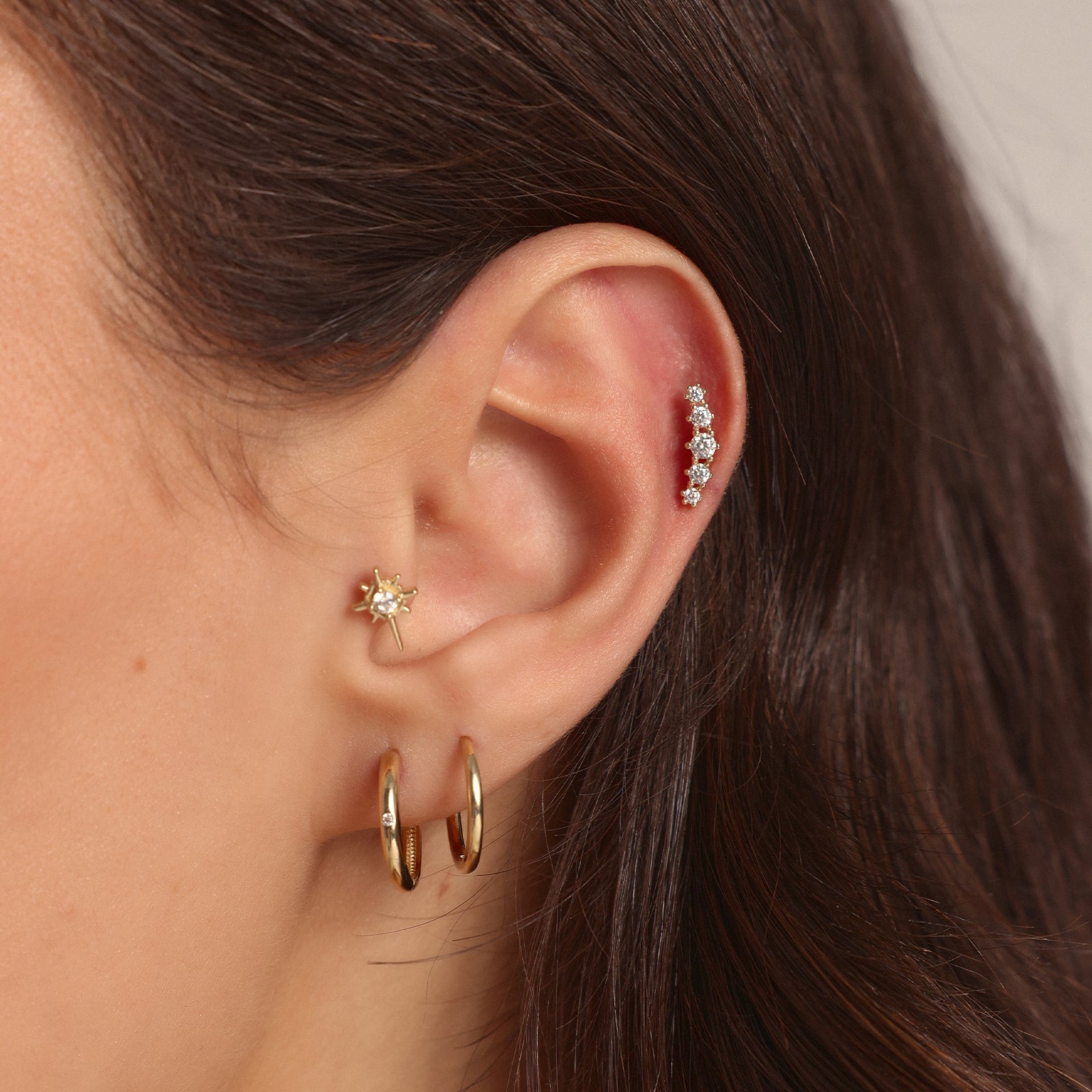 Taşlı Altın Tragus Piercing