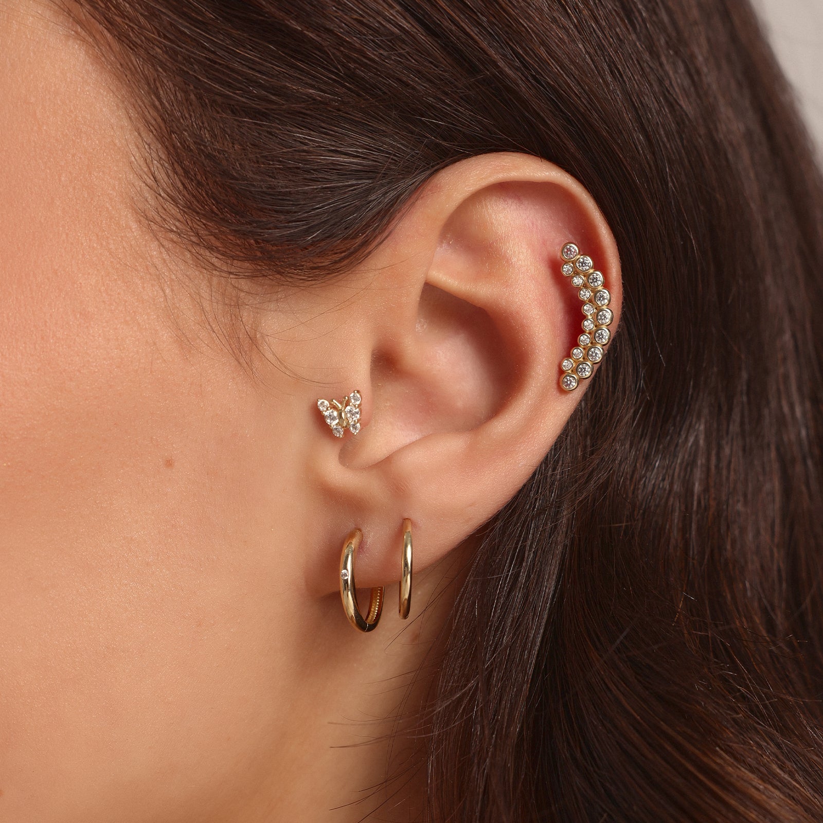 Taşlı Bubble Altın Tragus Piercing