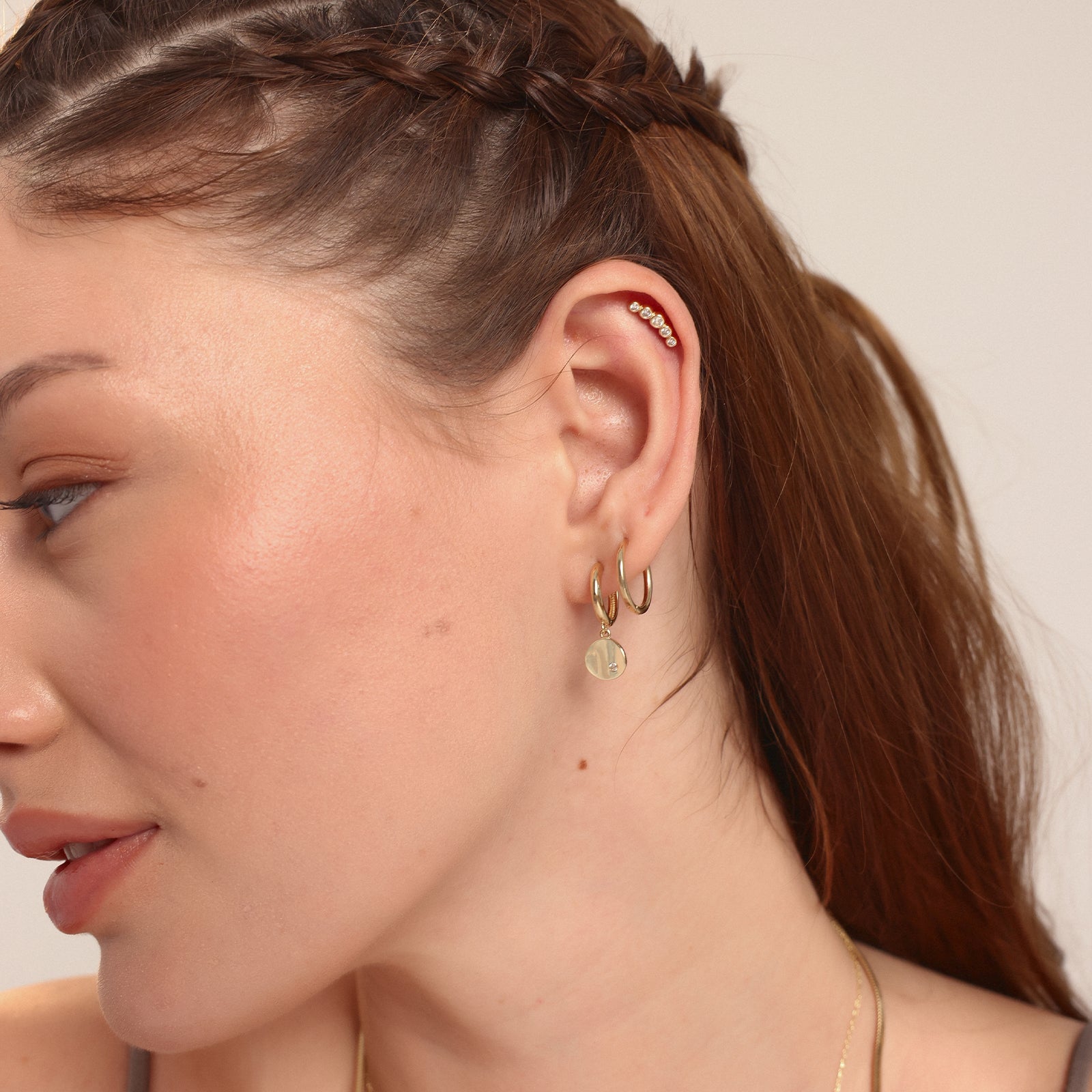 Taşlı Bubble Altın Tragus Piercing